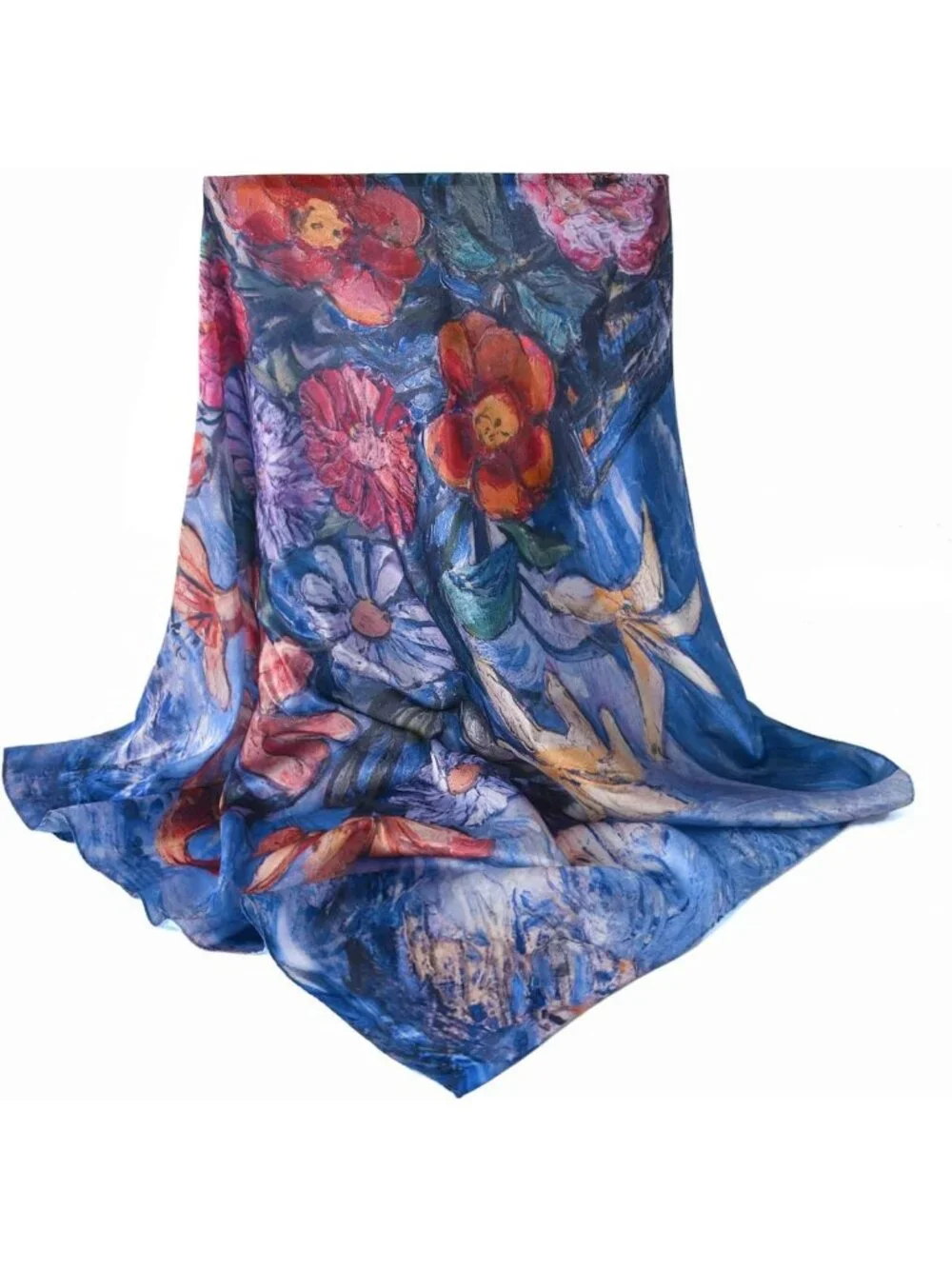 Luxurious 100% Mulberry Silk Scarf - Large 35” Square Hair Wrap, Gift Boxed